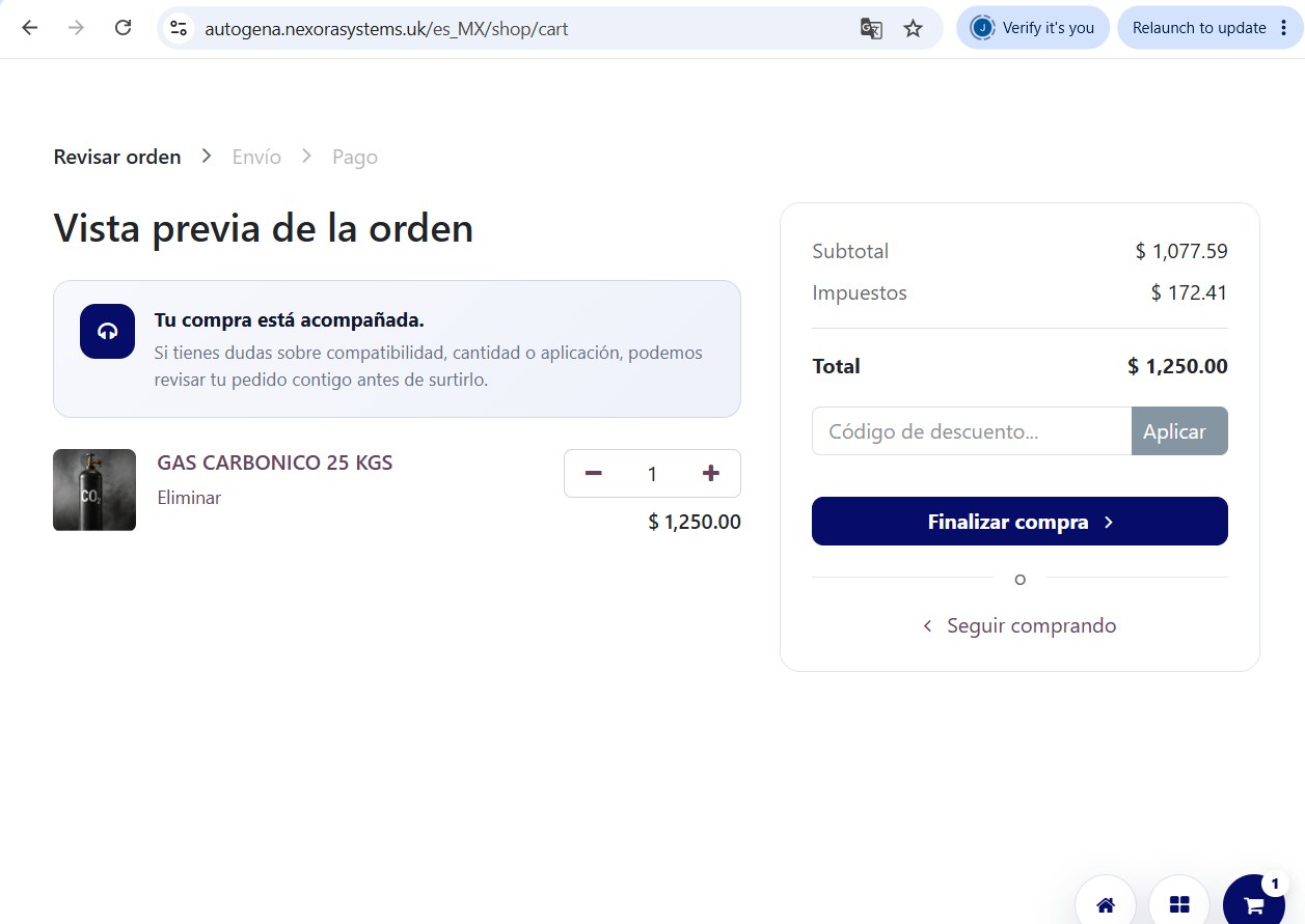 Carrito y checkout Autógena