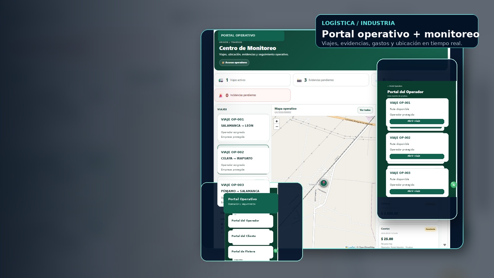 Portal operativo de logística con datos anonimizados