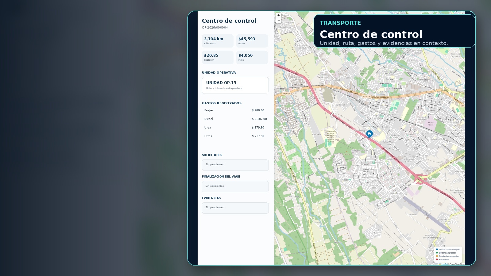 Centro de control de transporte con datos anonimizados