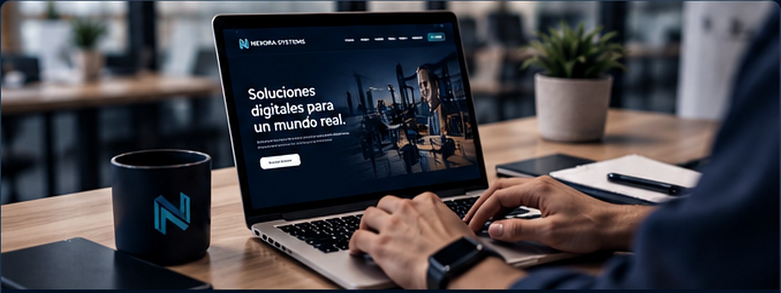 Persona trabajando en una plataforma web empresarial